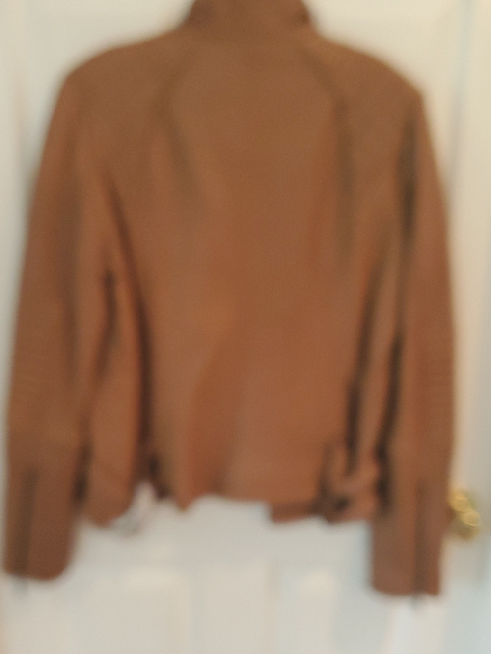 DKNY Leather Women's Quilted Shoulder Jacket - Tan - Picture 5 of 5
